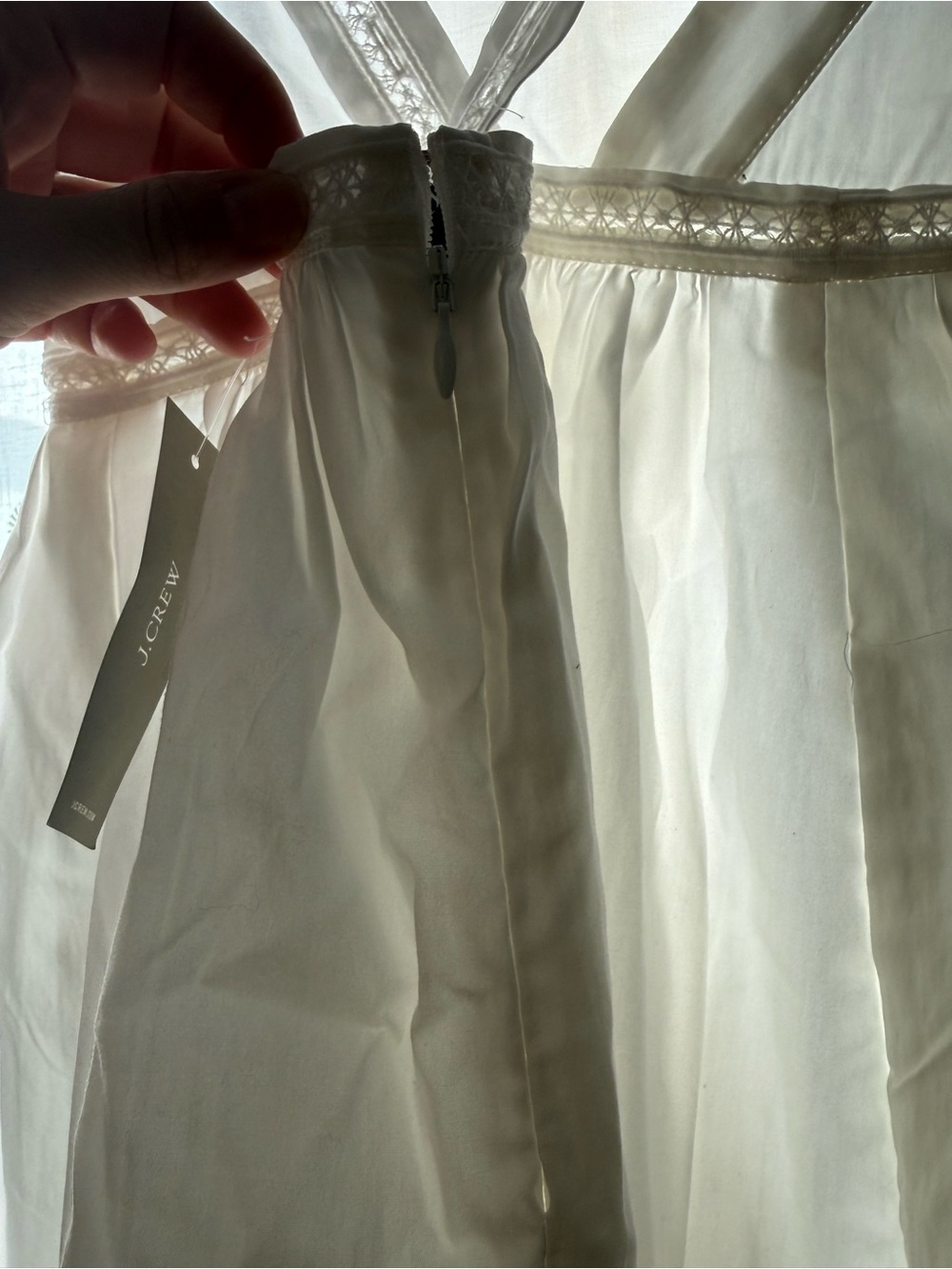 NWT J.Crew White Sleeveless A-Line Midi Dress with Decorative Trim - never worn - Picture 4 of 5